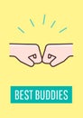 Best buddies greeting card with color icon element Royalty Free Stock Photo