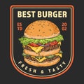 Best burger colorful vintage label