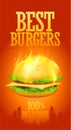 Best burgers menu cover or banner design vector template Royalty Free Stock Photo