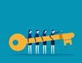 Best business team is holding the key and forward to success. Concept business vector illustration. Flat business design, Cartoon Royalty Free Stock Photo