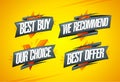 Best buy, we recommended, our choice, best offer signs set