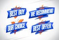 Best buy, we recommended, our choice, best offer vector symbols