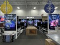 Best Buy retail electronics store interior Sony area on back wall