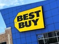 Best Buy Sign and Logo on Store Front, Diagonal View