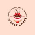 The best cakes logo. Sweets and desserts emblem. Bakery and cafe logo.