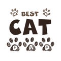 ``Best Cat Mom`` text with doodle paw prints. Happy Mother`s Day, Valentine`s Day, Birthday, t-shirt...etc design element. greetin