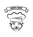 Best Chef Emblem with Friendly Cook in Hat Sketch Royalty Free Stock Photo