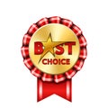 Best choice award ribbon sign. Gold icon isolated white background. Golden design banner, badge label. Symbol medal Royalty Free Stock Photo