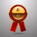 Best choice gold red label with ribbons eps 10 Royalty Free Stock Photo
