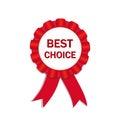 Best choice ribbon. Satin bow with text on isolated background. Realistic certificate emblem with best choice for sale. Success Royalty Free Stock Photo