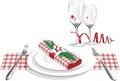 Best christmas dinner plates and glass vector