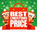 Best Christmas Price card with lion and monkey