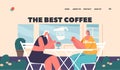 The Best Coffee Landing Page Template. Women Friends Couple Chat And Laugh While Enjoying Coffee And Snacks