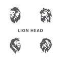 The Best Collection Set Strong Lion Head Illustration Vector Concept Black on White