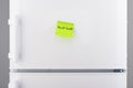 Best cook note on green sticky paper on white refrigerator Royalty Free Stock Photo