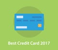 Best credit card 2017 illustration with green background and flat style design Royalty Free Stock Photo