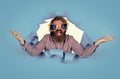 best day ever. funny hipster with beard. happy bearded man wear funny party glasses. mature event manager. lets have Royalty Free Stock Photo