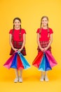 Best day ever. Girls with shopping bags. Rediscover great shopping tradition. Shopping and purchase. Black friday. Sale