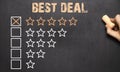 Best deal five golden stars.Chalkboard Royalty Free Stock Photo