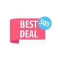Best deal Label. Isolated on white. Red color. Royalty Free Stock Photo