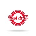 Best deal label. Red color, isolated on white.