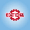 Best deal label. Red color, isolated on white. Royalty Free Stock Photo