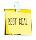 Best deal lettering. Paper reminder sticker isolated on white