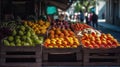 Discover the Best Deals and Prices on Fresh Fruits and Vegetables at the Vibrant Outdoor Market. Generative AI Royalty Free Stock Photo