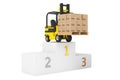 Best Delivering Concet. Forklift truck with boxes over Winners P