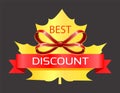 Best Discount, Promotion Label with Maple Leaf