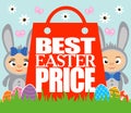 Best Easter price card with kids in costume rabbits