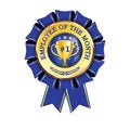 Best employee of the month - blue and golden award ribbon