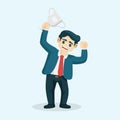 Best employee of the month standing holding trophy. Number one hardworking businessman vector Royalty Free Stock Photo