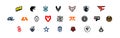 The best esports team in Counter-Strike. Set of logos: Monte, FURIA, NAVI, Fnatic, Heroic, Vitality and others. Isolated icon.