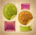 Best, exclusive, new spring offer stickers set Royalty Free Stock Photo