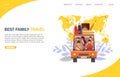 Best family travel vector website landing page design template Royalty Free Stock Photo