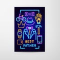 Best Father Neon Flyer