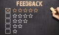 Best feedback five golden stars.Chalkboard Royalty Free Stock Photo