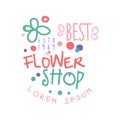 Best flower shop estd 1969 logo template colorful hand drawn vector Illustration