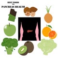 Best foods for pancreas health vector illustration