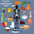 Best foods for strong bones vector illustration