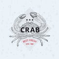 Best fresh Crab. Vector illustration sign, symbol, emblem or logo Royalty Free Stock Photo