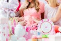 Best Friends on baby shower party celebrating Royalty Free Stock Photo