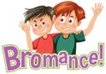 Best friends boys cartoon character with kooky word expression