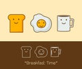 A coffee, eggs and toast Vector illustration. Royalty Free Stock Photo