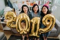 Best friends celebrating new year party indoor Royalty Free Stock Photo