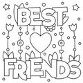 Best friends. Coloring page. Vector illustration. Royalty Free Stock Photo