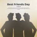 Best friends day background with a shadow of friendship embrace each other