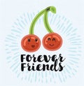 Best friends forever. Hand lettering quote on a creative vector background