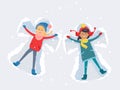 Best Friends. Girls Make Snow Angels Illustration